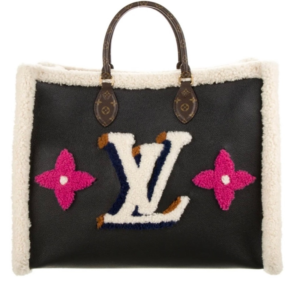 Louis Vuitton OnTheGo Tote Leather and Monogram Teddy Shearling GM